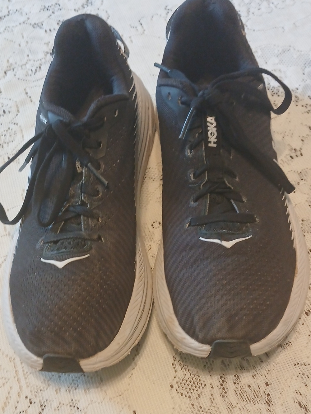 Hoka Black and White Road Running Shoes